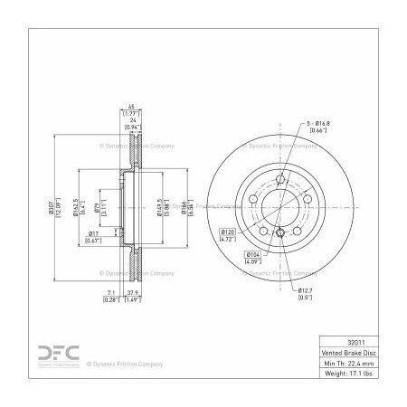 Dynamic Friction Co Disc Brake Rotor - 600-32011 600-32011